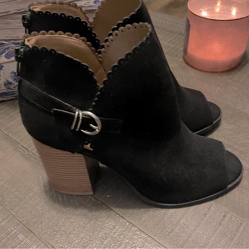 Maurices Never worn. Black open toe bootie size 9. Never worn.
